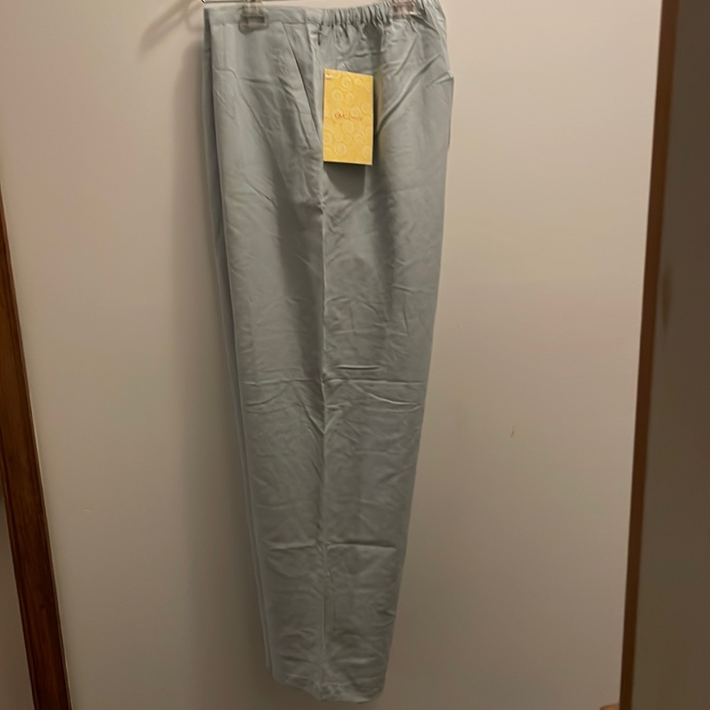 Flat front silk pants